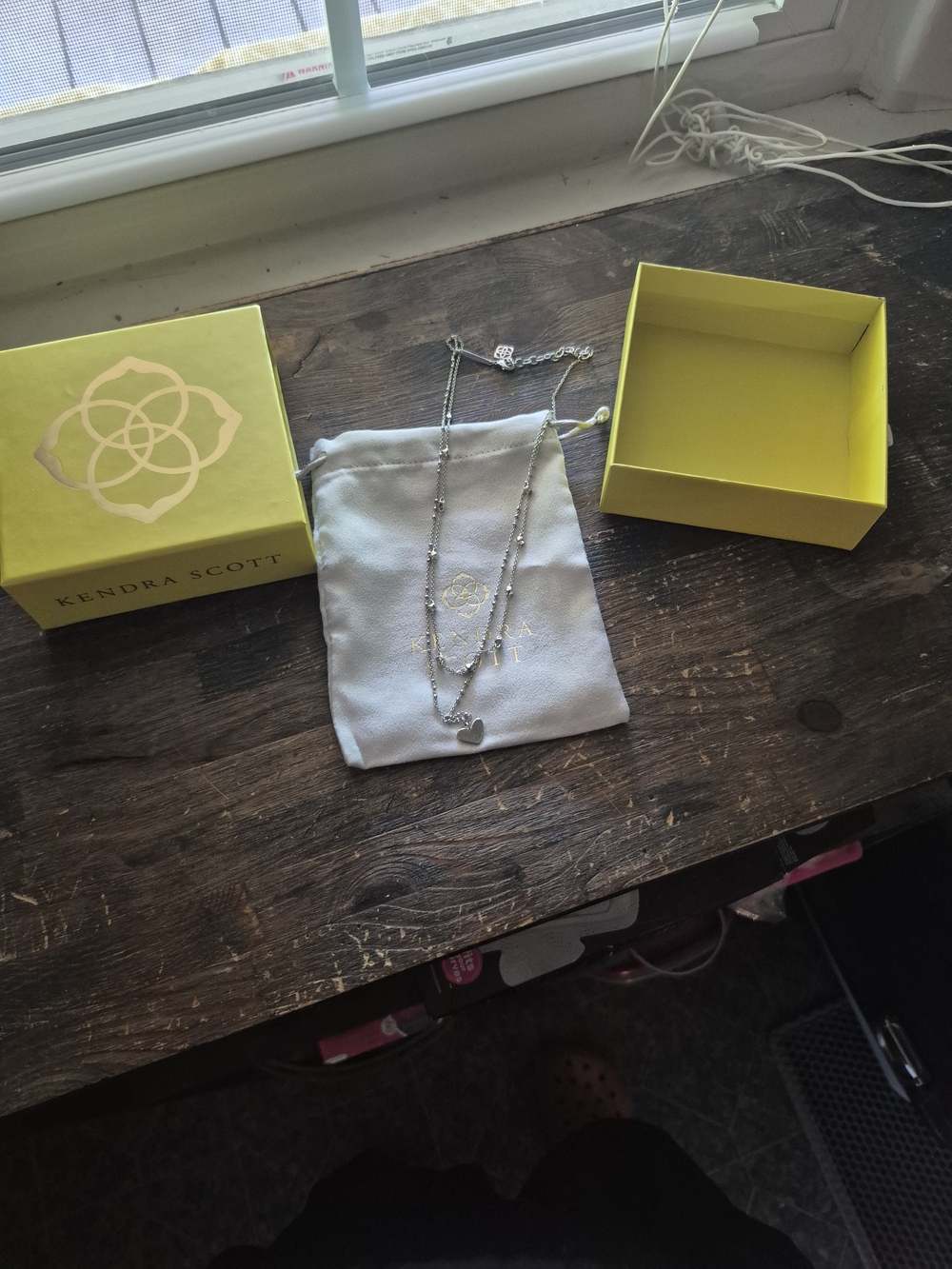 Kendra Scott Silver Layered Heart Necklace